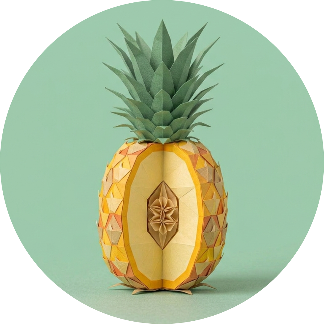 Origami-style illustration of a pineapple